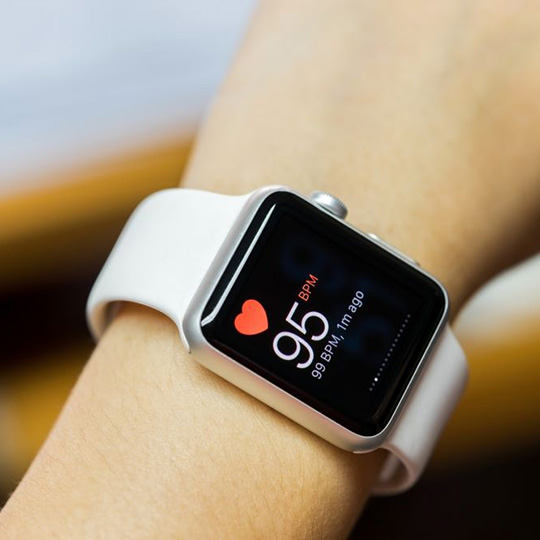 A smart watch on a person's wrist.